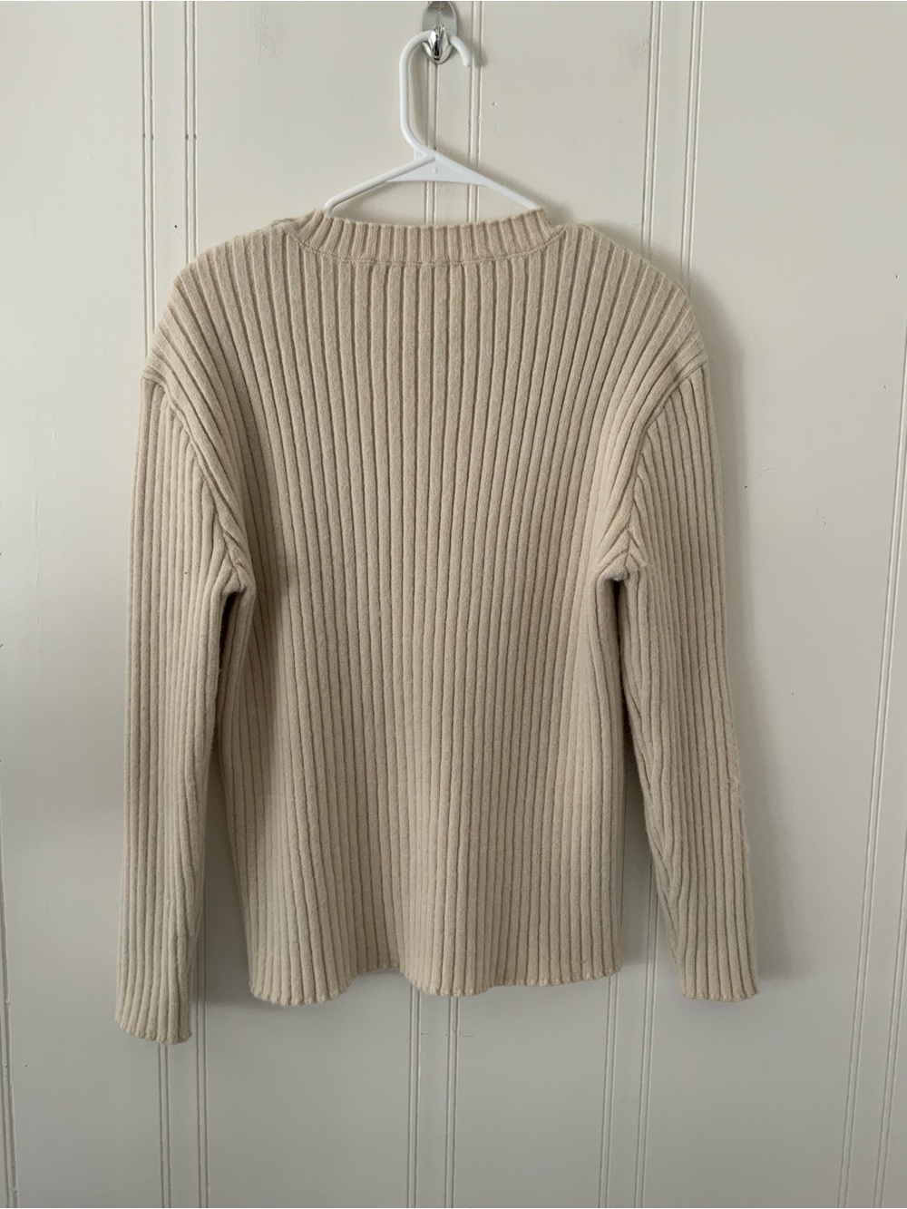 Ralph Lauren Cream Ribbed Crewneck Sweater with Polo Bear Accent and Black Trim - Picture 2 of 6